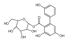 alpha-D-Glucopyranose, 1-(3,3',5-trihydroxy(1,1'-biphenyl)-2-carboxylate) Structure