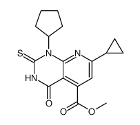 Pyrido[2,3-d]pyrimidine-5-carboxylic acid, 1-cyclopentyl-7-cyclopropyl-1,2,3,4-tetrahydro-4-oxo-2-thioxo-, methyl ester结构式