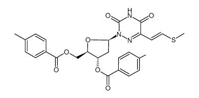 (E)-5-<2-(methylthio)vinyl>-1-(2'-deoxy-3',5'-di-O-p-toluoyl-β-D-erythro-pentofuranosyl)-6-azauracil结构式