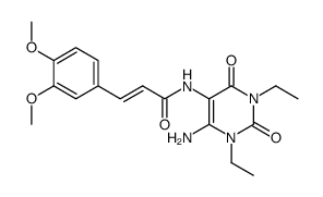 (E)-1,3-二乙基-6-氨基-5-(3,4-二甲氧基苯丙烯酰基)氨基尿嘧啶结构式