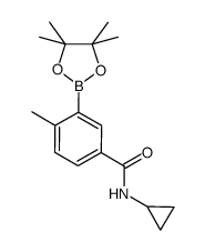 N-cyclopropyl-4-methyl-3-(4,4,5,5-tetramethyl-1,3,2-dioxaborolan-2-yl)benzamide结构式