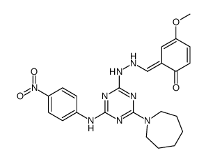6-[[2-[4-(azepan-1-yl)-6-(4-nitroanilino)-1,3,5-triazin-2-yl]hydrazinyl]methylidene]-4-methoxycyclohexa-2,4-dien-1-one结构式