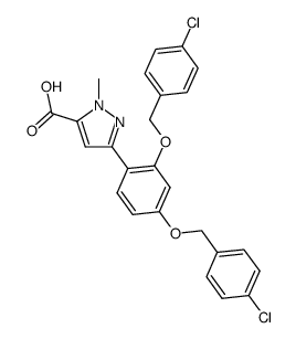 3-(2,4-bis(4-chlorobenzyloxy)phenyl)-1-methyl-1H-pyrazole-5-carboxylic acid结构式