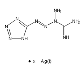 Silver(I) ((4-(2H-tetrazol-5-yl)tetraaz-3-en-2-yl)(amino)methylene)amide Structure