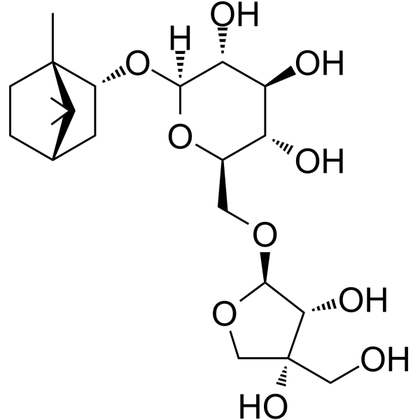 Borneol 7-O-[beta-D-apiofuranosyl-(1->6)]-beta-D-glucopyranoside structure