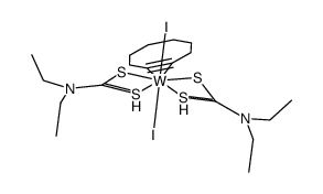 bis(diethyldithiocarbamato)(cyclooctyne)diiodotungsten(IV)结构式