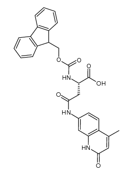 (S)-2-((((9H-fluoren-9-yl)methoxy)carbonyl)amino)-4-((4-methyl-2-oxo-1,2-dihydroquinolin-7-yl)amino)-4-oxobutanoic acid结构式