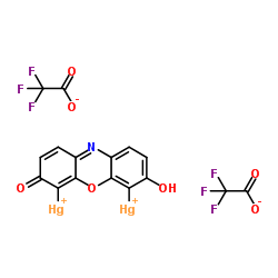 [MU-(7-羟基-3-氧代-3H-吩恶嗪-4,6-二基)]二(2,2,2-三氟乙酸)二汞结构式