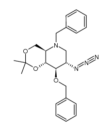 2-azido-N-benzyl-3-O-benzyl-1,2,5-trideoxy-1,5-imino-4,6-O-isopropylidene-D-glucitol结构式