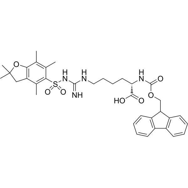 N-芴甲氧羰基-N'-(2,2,4,6,7-五甲基二氢苯并呋喃-5-磺酰基)-L-高精氨酸结构式