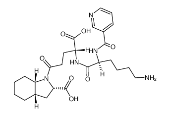 (2S,3aS,7aS)-1-(N2-nicotinoyl-L-lysyl-γ-D-glutamyl)octahydro-1H-indole-2-carboxylic acid Structure
