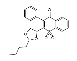 2-(2-butyl-1,3-dioxolan-4-yl)-3-phenyl-4H-1,1-dioxothiochromen-4-one结构式