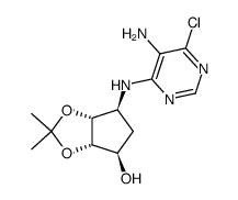 (+/-)-(1α,3β,3β,4α)-4-((5-amino-6-chloropyrimidin-4-yl)amino)-2,3-O-isopropylidene-1,2,3-cyclopentanetriol Structure