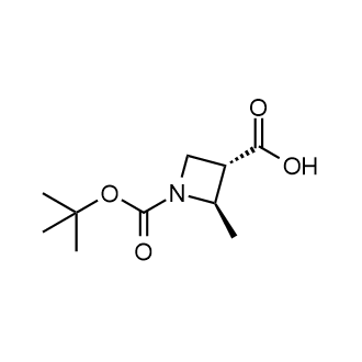 (2R,3S)-1-(叔丁氧羰基)-2-甲基氮杂环丁烷-3-羧酸结构式