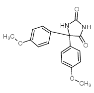 5,5-双-(4-甲氧基苯基)-咪唑烷-2,4-二酮结构式