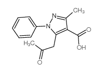3-甲基-5-(2-氧代丙基)-1-苯基-1H-吡唑-4-羧酸结构式