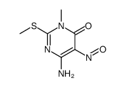 6-amino-3-methyl-2-methylsulfanyl-5-nitrosopyrimidin-4-one结构式