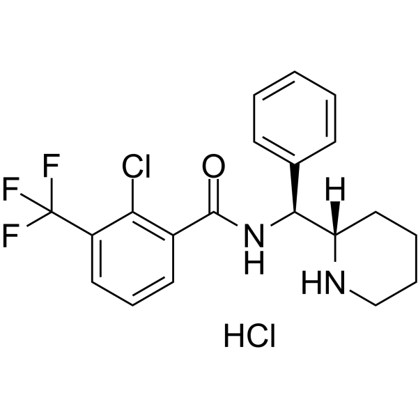 2-氯-3-(三氟甲基)-N-((S)-苯基((S)-哌啶-2-基)甲基)苯甲酰胺盐酸盐结构式