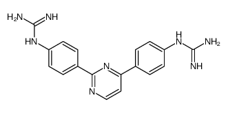 2-[4-[2-[4-(diaminomethylideneamino)phenyl]pyrimidin-4-yl]phenyl]guanidine Structure