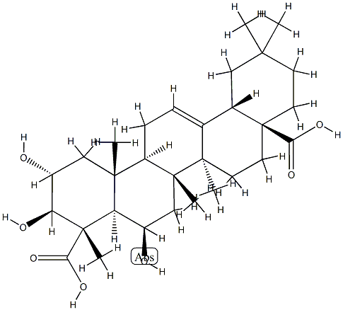 2α,3β,6β-Trihydroxy-5α-olean-12-ene-23,28-dioic acid结构式