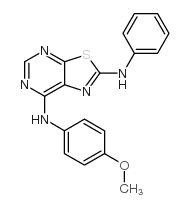 N7-(4-甲氧基苯基)-n2-苯基噻唑并[5,4-d]嘧啶-2,7-二胺结构式