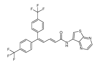 (E)-N-(thieno[2,3-b]pyrazin-7-yl)-5,5-bis[4-(trifluoromethyl)phenyl]-2,4-pentadienamide Structure