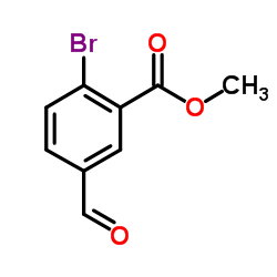 2-溴-5-甲酰基苯甲酸甲酯结构式