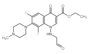 6,8-二氟-1-(甲酰基甲基氨基)-7-(4-甲基-1-哌嗪基)-4-氧代-1,4-二氢喹啉-3-甲酸乙酯结构式