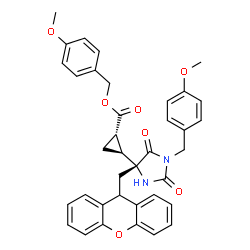 ((R)-4-((9H-呫吨-9-基)甲基)-1-(4-甲氧基苄基)-2,5-二氧代咪唑烷-4-基)环丙烷甲酸(1S,2S)-4-甲氧基苄酯结构式