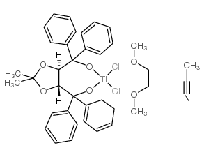 (4R,5R)-(-)-2,2-二甲基-α,α,α'',α''-四苯基-1,3-二氧戊环-4,5-二甲醇基[1,2-双(二甲氧基)乙烷]二氯化钛(IV)乙腈加合物结构式