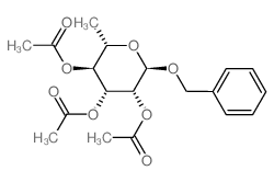 benzyl 2,3,4-tri-O-acetyl-6-deoxy-α-L-mannopyranoside (en).α.-L-Mannopyranoside, phenylmethyl 6-deoxy-, triacetate (en) Structure