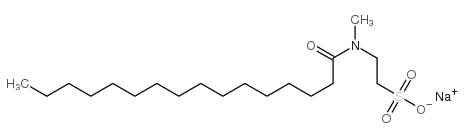 sodium 2-[methyl(1-oxohexadecyl)amino]ethanesulphonate structure