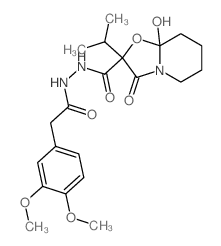 N-[2-(3,4-dimethoxyphenyl)acetyl]-6-hydroxy-9-oxo-8-propan-2-yl-7-oxa-1-azabicyclo[4.3.0]nonane-8-carbohydrazide Structure