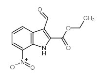 3-甲酰基-7-硝基-1H-吲哚-2-羧酸乙酯结构式