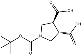 (3S,4S)-1-BOC-吡咯烷-3,4-二甲酸结构式