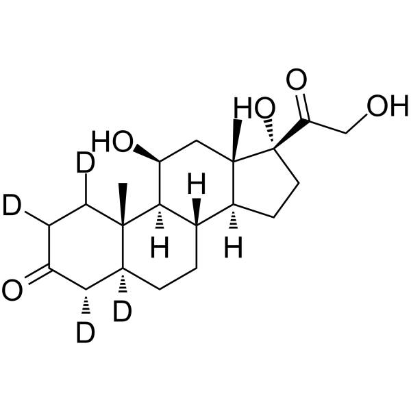 5alpha-孕甾-11beta,17alpha,21-三醇-3,20-二酮-1,2,4,5-D4结构式