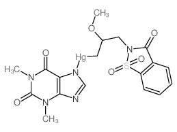 (1,3-dimethyl-2,6-dioxopurin-7-yl)-[2-methoxy-3-(1,1,3-trioxo-1,2-benzothiazol-2-yl)propyl]mercury结构式