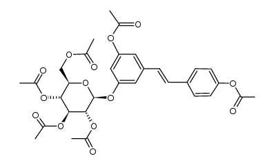 (E)-1-(3-acetoxy-5-O-2,3,4,6-tetraacetyl-β-D-glucopyranosidophenyl)-2-(4'-acetoxyphenyl)ethene结构式