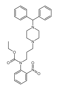 N-ethoxycarbonyl-N-[3-(4-diphenylmethylpiperazin-1-yl)prop-1-yl]-o-nitroaniline结构式