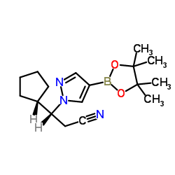 (betaR)-beta-环戊基-4-(4,4,5,5-四甲基-1,3,2-二氧杂硼杂环戊烷-2-基)-1H-吡唑-1-丙腈结构式
