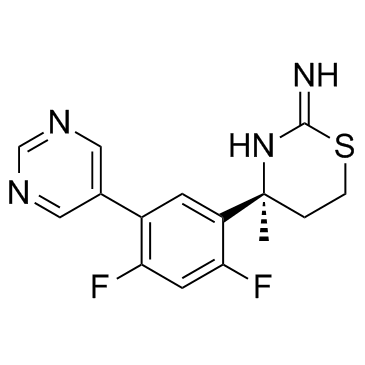 (4S)-4-[2,4-二氟-5-(5-嘧啶)苯基]-5,6-二氢-4-甲基-4H-1,3-噻嗪-2-胺结构式