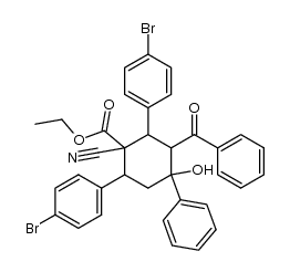 ethyl 3-benzoyl-2,6-bis(4-bromophenyl)-1-cyano-4-hydroxy-4-phenylcyclohexanecarboxylate结构式