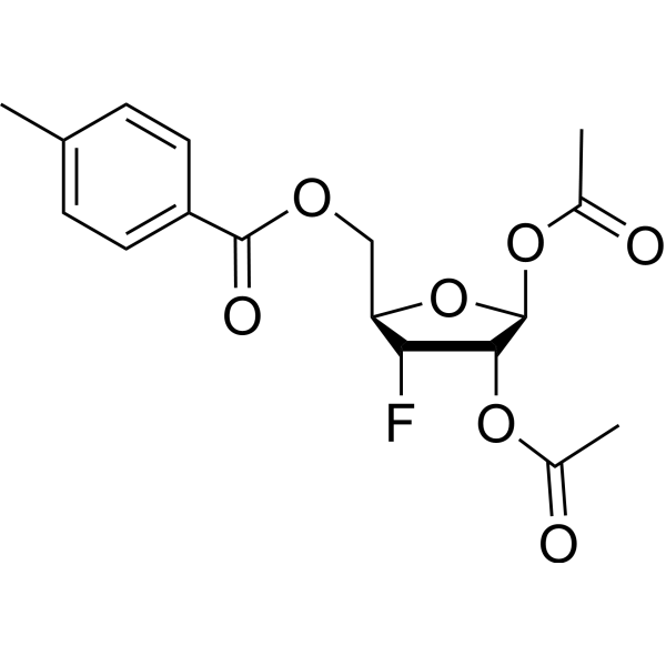 1,2-Di-O-acetyl-3-deoxy-3-fluoro-5-O-(4-methyl)benzoyl-D-ribofuranose Structure