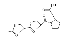 (2S)-1-[(2S)-3-[(2R)-3-acetylsulfanyl-2-methylpropanoyl]sulfanyl-2-methylpropanoyl]pyrrolidine-2-carboxylic acid Structure