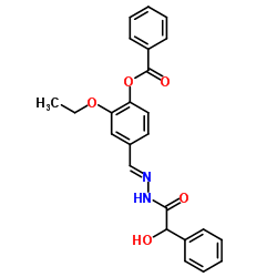 2-Ethoxy-4-[(E)-{[hydroxy(phenyl)acetyl]hydrazono}methyl]phenyl benzoate结构式