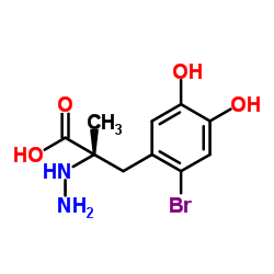 (2S)-3-(2-Bromo-4,5-dihydroxyphenyl)-2-hydrazino-2-methylpropanoic acid Structure
