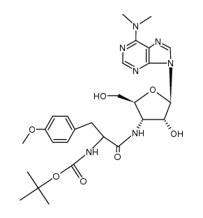 3'-[(N-tert-butoxycarbonyl-O-methyl-tyrosyl)-amino]-N6,N6-dimethyl-3'-deoxy-adenosine Structure