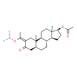 Androstan-3-one, 17-(acetyloxy)-2-1-(difluoroboryl)oxyethylidene-, (5.alpha.,17.beta.)- Structure