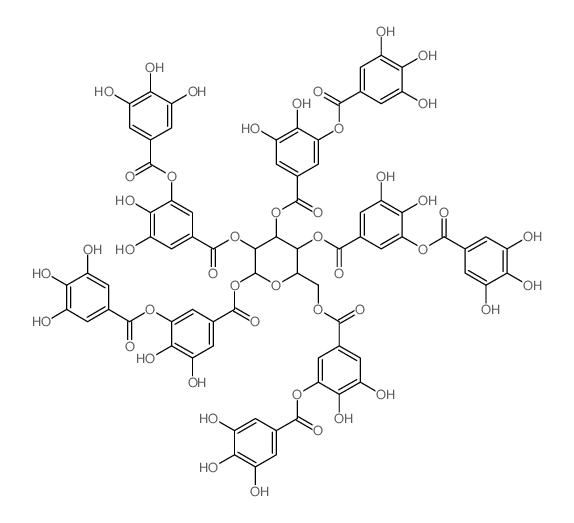 D-Glucopyranose,1,2,3,4,6-pentakis[3,4-dihydroxy-5-[(3,4,5-trihydroxybenzoyl)oxy]benzoate] Structure