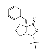 (2R,5R)-5-benzyl-2-tert-butyl-1-aza-3-oxabicyclo(3.3.0)octan-4-one结构式